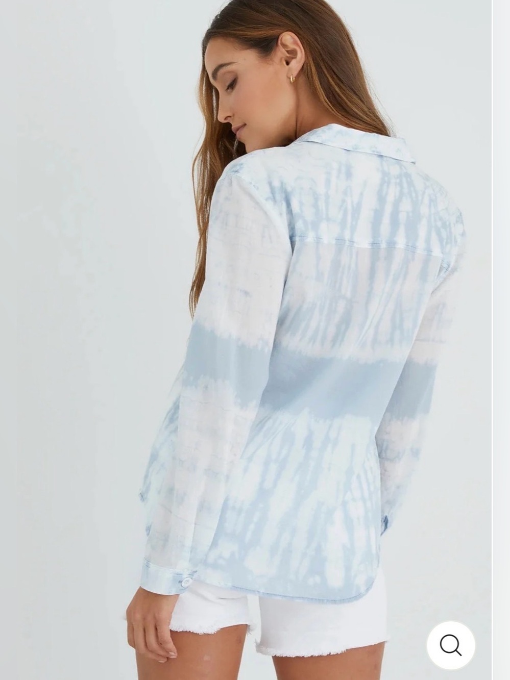 Bella Dahl Light Blue Tie-Dye Button-Up Shirt with fray detail XS- never worn! - Picture 2 of 9